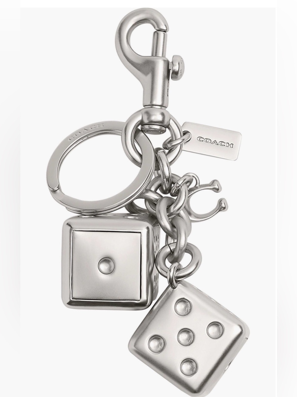 COACH Silver-Tone Dice Key & Card Holder Keyring
